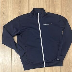 Blue Lightweight Jacket with Stand-up Collar and Sporty Design